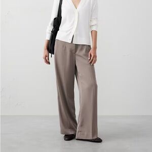 Banana Republic Wide Leg Satin Pants in Taupe
